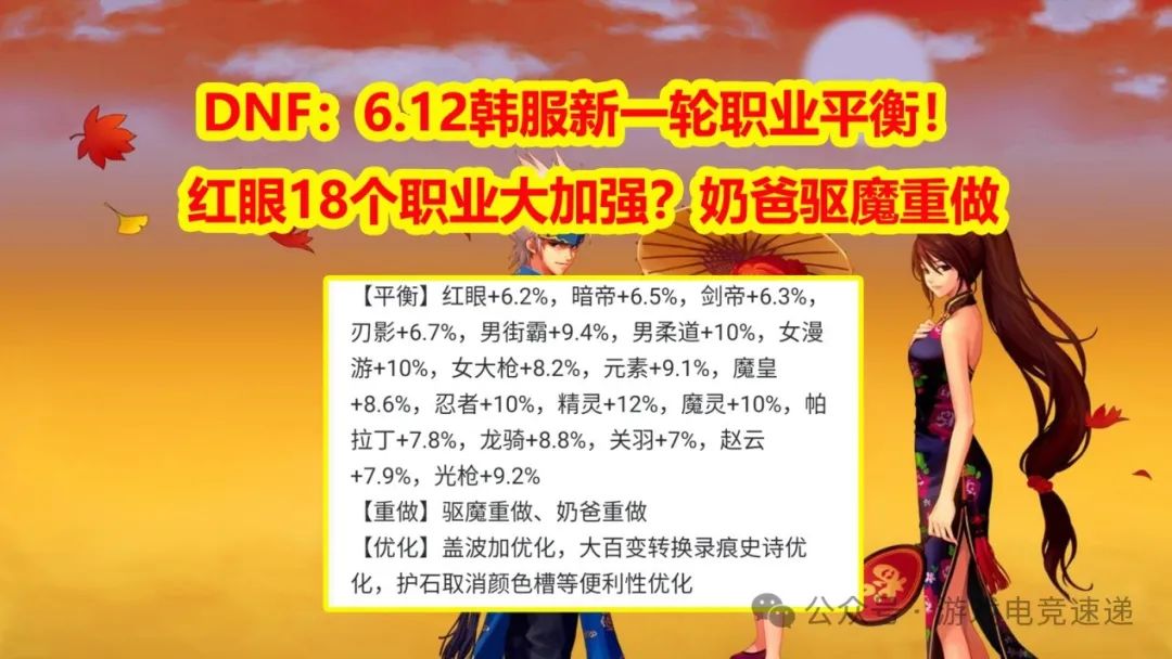 DNF：6.12韩服新一轮职业平衡！红眼18个职业大加强？